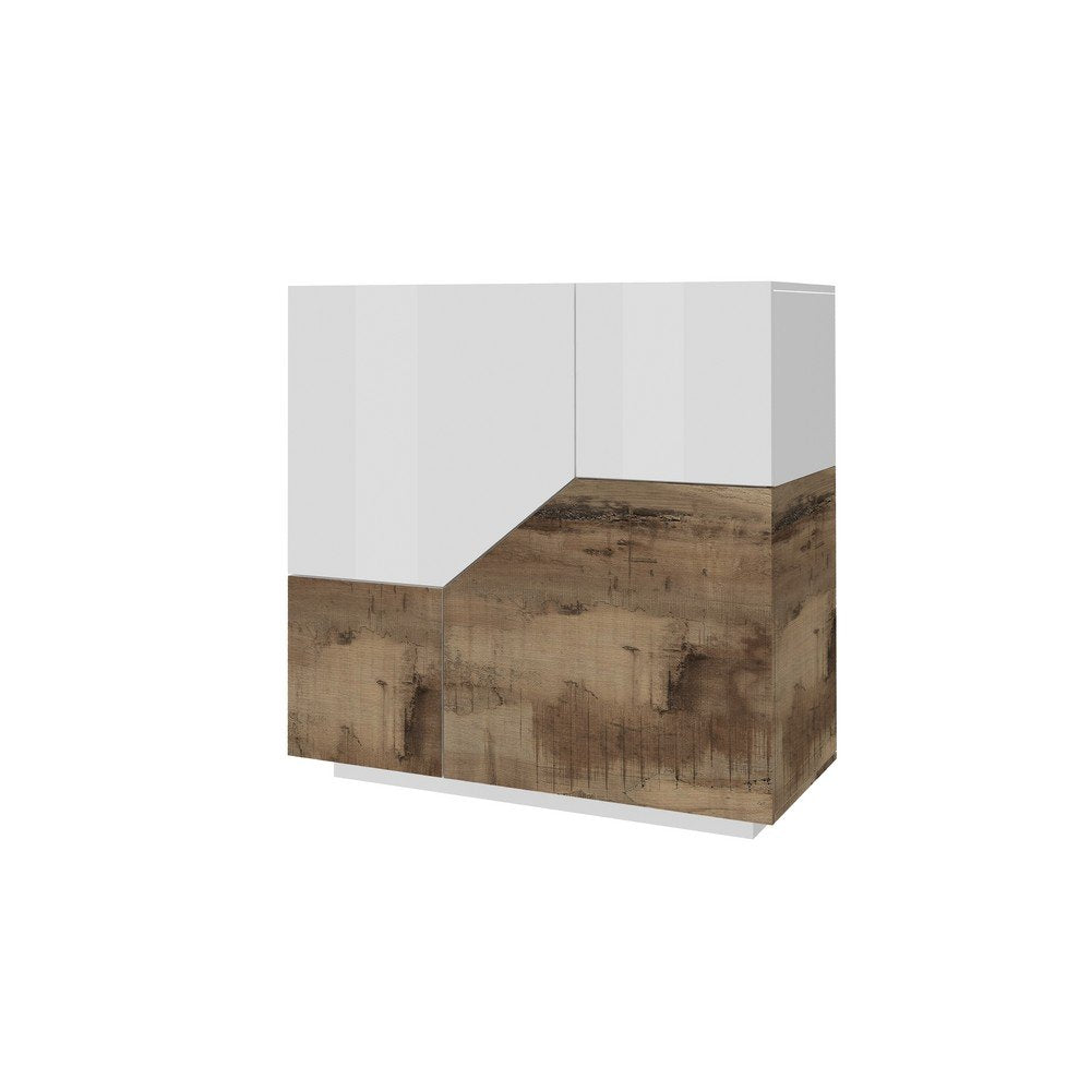 Credenza Soggiorno Moderna 100x43x106cm - NEBULA Colore: bianco laccato/ acero pereira