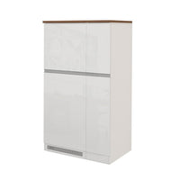 Set mobile Porta frigo con Portaspezie 90X60X164,5cm - NAUTILUS Colore: Bianco Laccato Lucido-Rovere Wotan