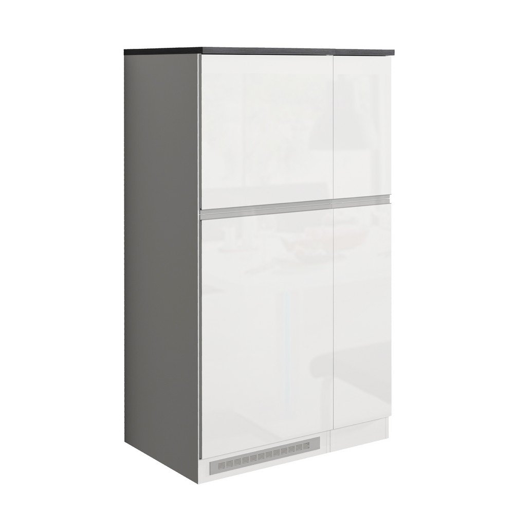 Set mobile Porta frigo con Portaspezie 90X60X164,5cm - NAUTILUS Colore: bianco laccato lucido/report