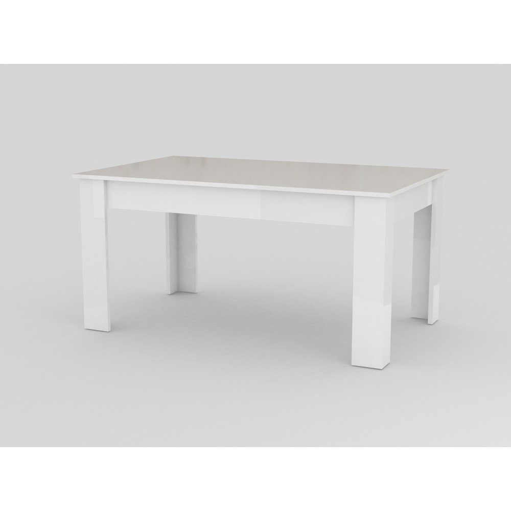 Tavolo Da Pranzo Allungabile Moderno 160/210x90x75cm - LYRA Colore: bianco laccato lucido