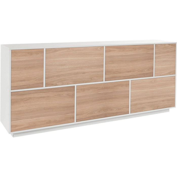 Madia 7 ante per Soggiorno Moderna 200x41,4x86cm - ENIGMA Colore: bianco laccato/noce caracalla