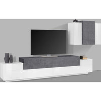 Mobile Porta Tv Moderno 280x45x180cm - CELESTIA Colore: bianco laccato lucido/report