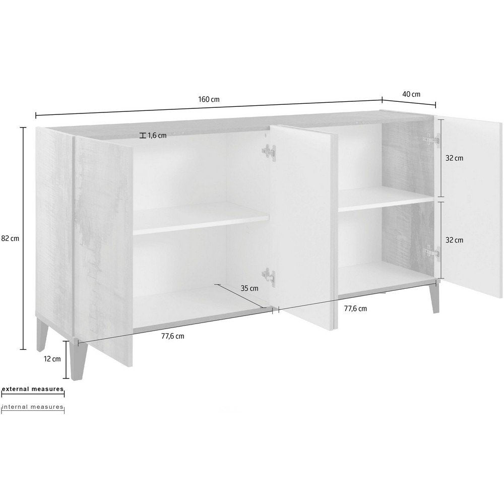 Madia 4 ante per Soggiorno Moderna 160x40x82cm - ARTEMIS