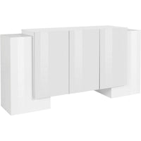 Madia 5 ante per Soggiorno Moderna 170x35/45x85cm - APEX Colore: bianco laccato lucido