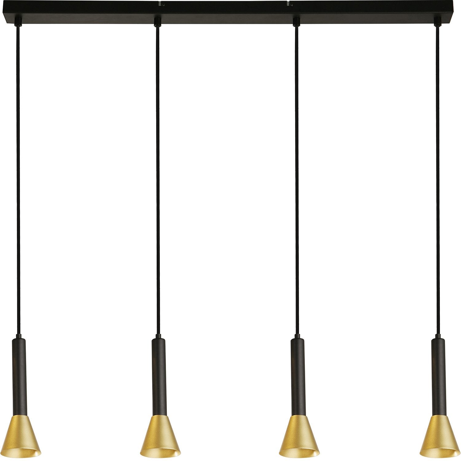 Lampadario Moderno Segnale Acciaio Nero Oro 4 Luci Gu10