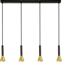 Lampadario Moderno Segnale Acciaio Nero Oro 4 Luci Gu10