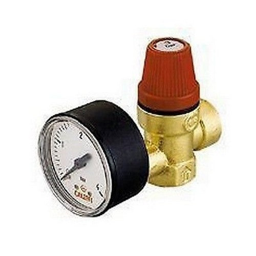 Valvola Di Sicurezza Attacchi Ff, Con Manometro 1/2" 2,5 Bar CALEFFI 313425