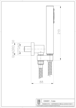 Bossini set doccia duplex modello CUBE completo di supporto e presa acqua