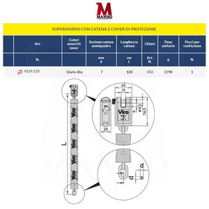 Lucchetto con catena e cover di protezione 1.2 mt - Viro Supermorso