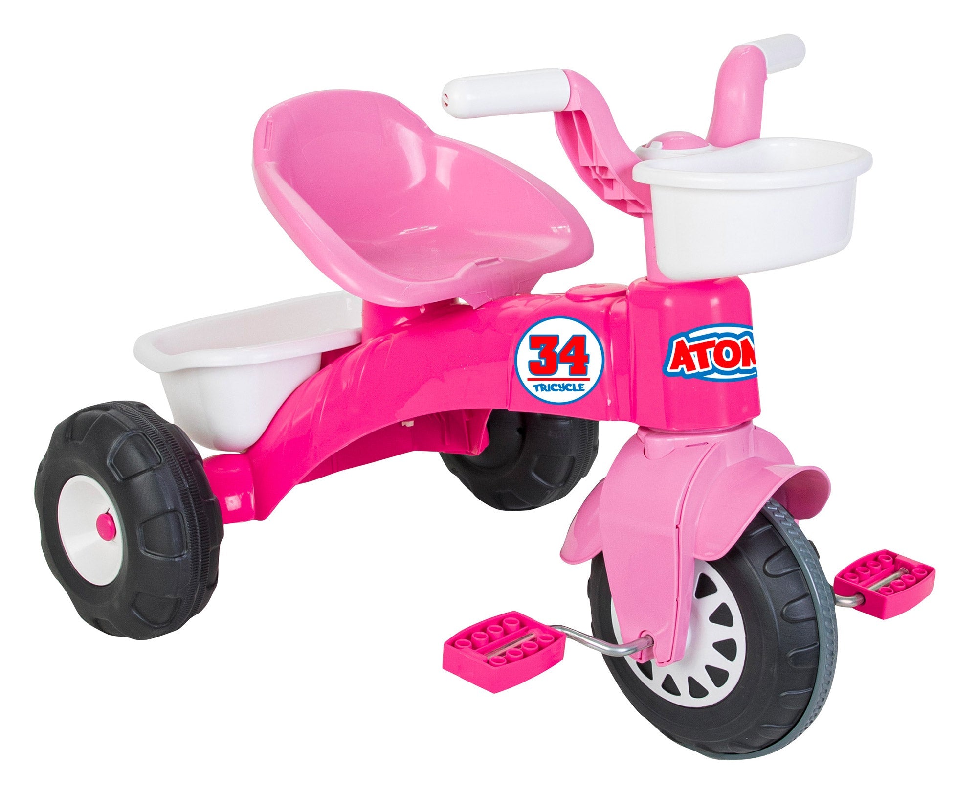 Triciclo per Bambini 51x64x49 cm con Pedali e Cestino Rosa