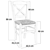 Sedia in legno venezia croce anticata bianca con seduta in paglia