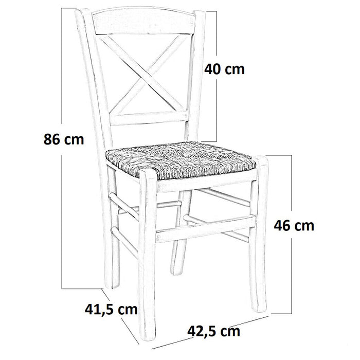 Sedia in legno venezia croce anticata bianca con seduta in paglia