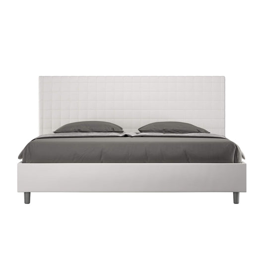 Letto Matrimoniale King size rivestito in Similpelle - SUNNY Colore: Bianco, Tipologia Letto: Senza Rete, Dimensione Rete: 180x190