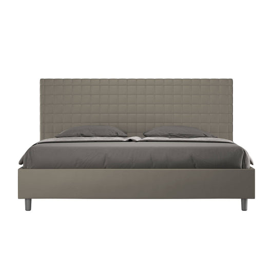 Letto Matrimoniale King size rivestito in Similpelle - SUNNY Dimensione Rete: 200x200, Tipologia Letto: Con Rete, Colore: Cappuccino