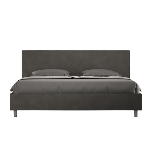 Letto Matrimoniale King size rivestito in Microfibra - ADELE Dimensione Rete: 180x210, Tipologia Letto: Senza Rete, Colore: Grigio