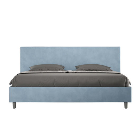 Letto Matrimoniale King size rivestito in Microfibra - ADELE Dimensione Rete: 180x210, Tipologia Letto: Senza Rete, Colore: Azzurro