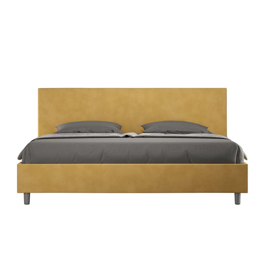 Letto Matrimoniale King size rivestito in Microfibra - ADELE Colore: Ocra, Tipologia Letto: Con Rete, Dimensione Rete: 200x210