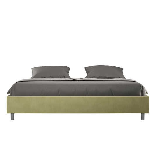 Letto Matrimoniale King size rivestito in Microfibra - AZELIA Colore: Tè verde, Dimensione Rete: 180x200, Tipologia Letto: Senza Rete