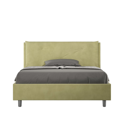 Letto alla Francese rivestito in Microfibra - APPIA Dimensione Rete: 140x190, Tipologia Letto: Con Rete e Contenitore, Colore: Tè verde