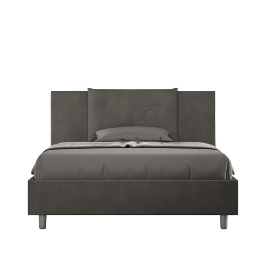 Letto alla Francese rivestito in Microfibra - APPIA Tipologia Letto: Con Rete e Contenitore, Colore: Grigio, Dimensione Rete: 140x210