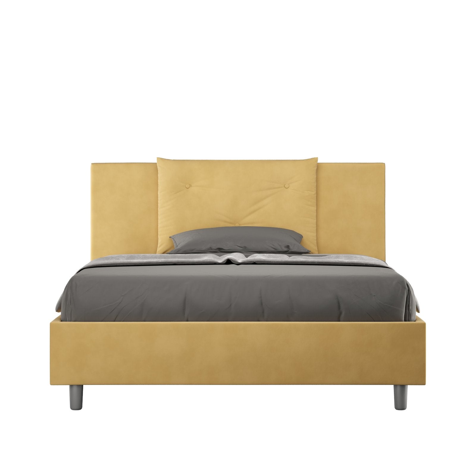 Letto alla Francese rivestito in Microfibra - APPIA Tipologia Letto: Con Rete e Contenitore, Dimensione Rete: 140x200, Colore: Ocra