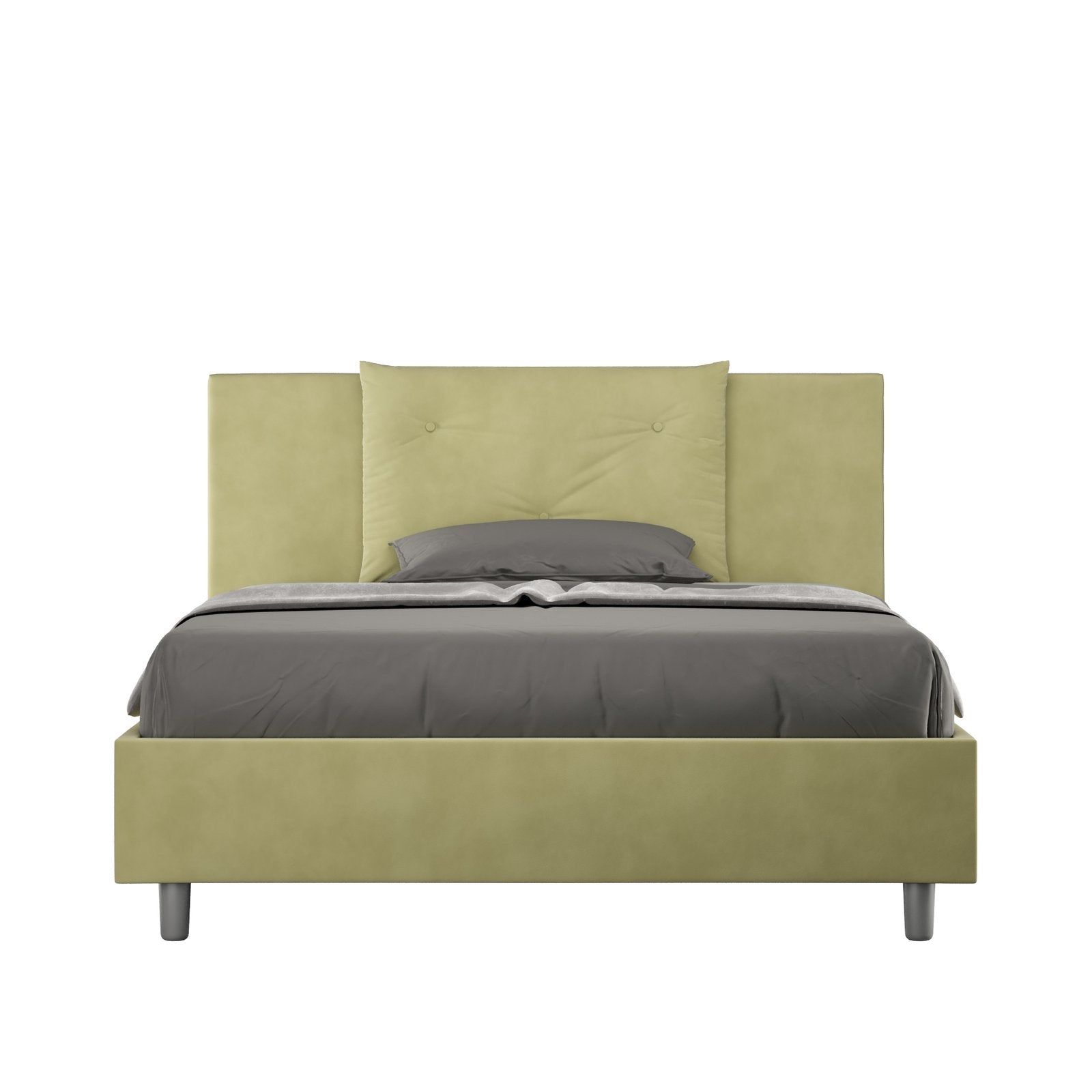 Letto alla Francese rivestito in Microfibra - APPIA Tipologia Letto: Con Rete e Contenitore, Dimensione Rete: 140x200, Colore: Tè verde