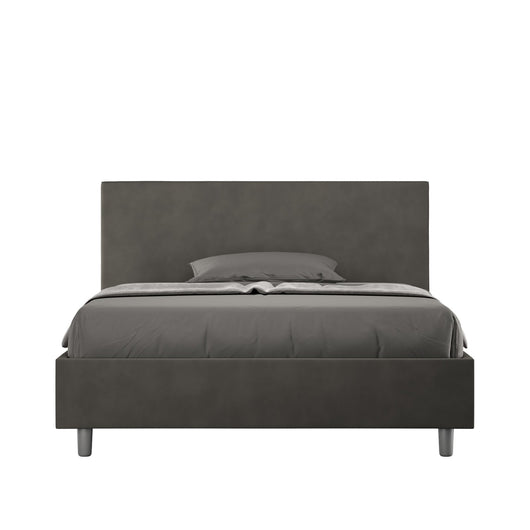 Letto alla Francese rivestito in Microfibra - ADELE Dimensione Rete: 140x210, Colore: Grigio, Tipologia Letto: Con Rete