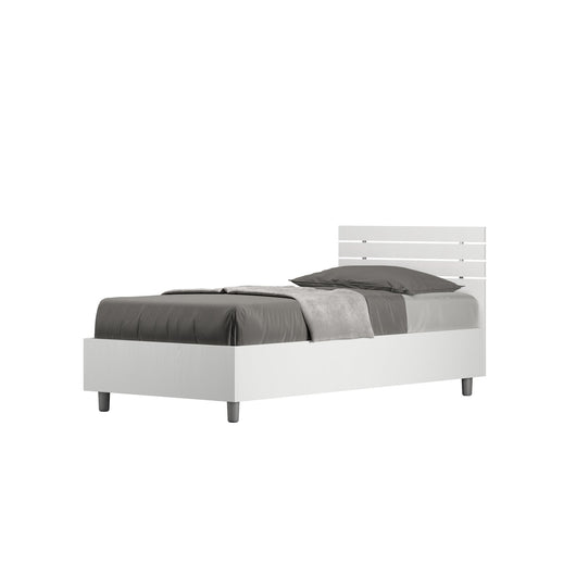 Letto Singolo - ANKEL Tipologia Testata: Testata Dritta, Tipologia Letto: Senza Rete, Colore: Bianco Frassino, Dimensione Rete: 80x200