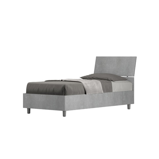 Letto Singolo - DEMAS Dimensione Rete: 80x200, Tipologia Testata: Testata Inclinata, Tipologia Letto: Con Rete e Contenitore, Colore: Grigio