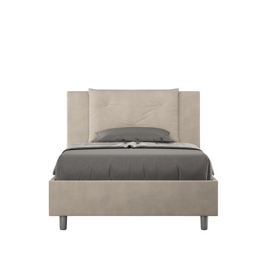 Letto Singolo rivestito in Microfibra - APPIA Dimensione Rete: 100x210, Tipologia Letto: Senza Rete, Colore: Sabbia