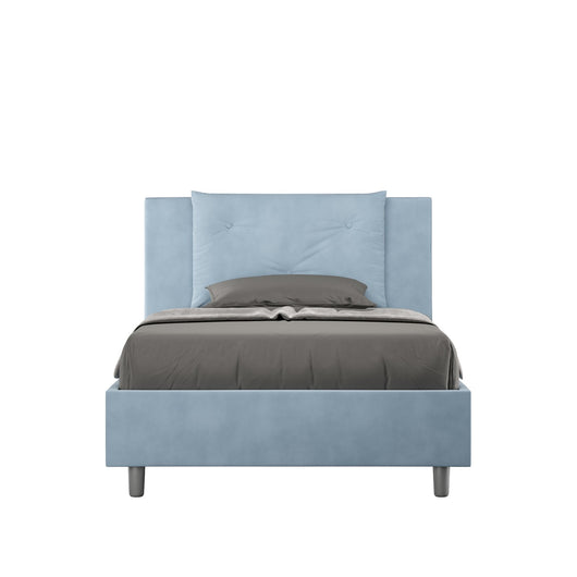 Letto Singolo rivestito in Microfibra - APPIA Colore: Azzurro, Dimensione Rete: 100x200, Tipologia Letto: Con Rete