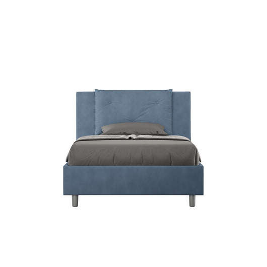 Letto Singolo rivestito in Microfibra - APPIA Dimensione Rete: 100x210, Colore: Blu, Tipologia Letto: Senza Rete