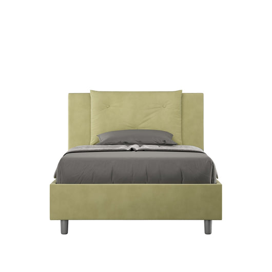 Letto Singolo rivestito in Microfibra - APPIA Dimensione Rete: 100x210, Colore: Tè verde, Tipologia Letto: Con Rete