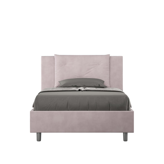 Letto Singolo rivestito in Microfibra - APPIA Dimensione Rete: 100x210, Tipologia Letto: Con Rete e Contenitore, Colore: Glicine