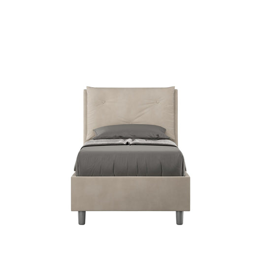 Letto Singolo rivestito in Microfibra - APPIA Dimensione Rete: 90x190, Colore: Sabbia, Tipologia Letto: Con Rete