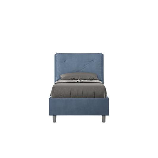 Letto Singolo rivestito in Microfibra - APPIA Colore: Blu, Dimensione Rete: 90x200, Tipologia Letto: Con Rete