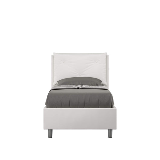 Letto Singolo rivestito in Similpelle - APPIA Tipologia Letto: Con Rete, Colore: Bianco, Dimensione Rete: 80x200