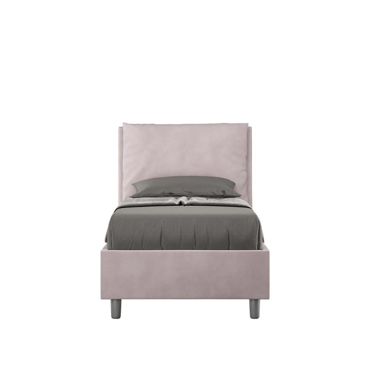 Letto Singolo rivestito in Microfibra - ANTEA Tipologia Letto: Con Rete e Contenitore, Dimensione Rete: 90x210, Colore: Glicine