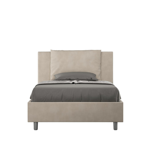 Letto Singolo rivestito in Microfibra - ANTEA Dimensione Rete: 100x200, Colore: Sabbia, Tipologia Letto: Con Rete