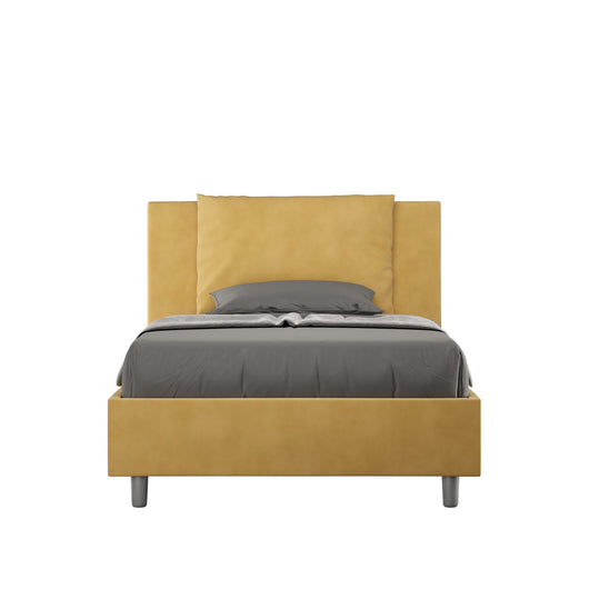 Letto Singolo rivestito in Microfibra - ANTEA Dimensione Rete: 100x190, Tipologia Letto: Con Rete e Contenitore, Colore: Ocra