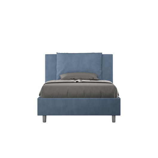 Letto Singolo rivestito in Microfibra - ANTEA Tipologia Letto: Con Rete e Contenitore, Dimensione Rete: 100x200, Colore: Blu