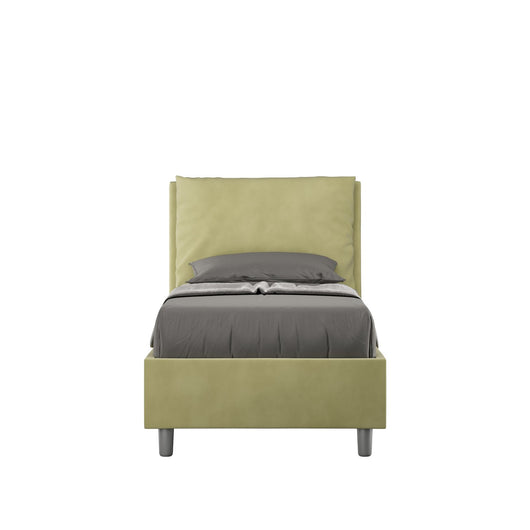 Letto Singolo rivestito in Microfibra - ANTEA Colore: Tè verde, Dimensione Rete: 90x210, Tipologia Letto: Con Rete