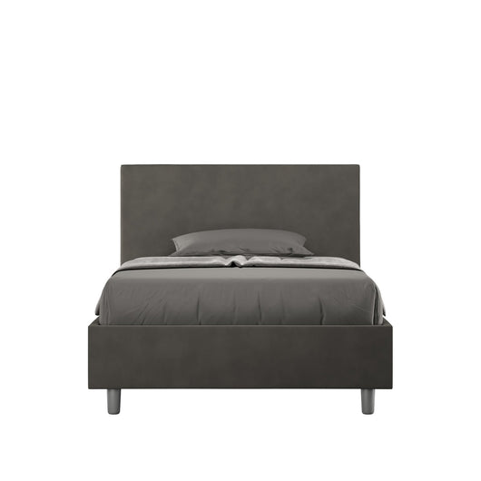 Letto Singolo rivestito in Microfibra - ADELE Tipologia Letto: Con Rete, Colore: Grigio, Dimensione Rete: 100x200