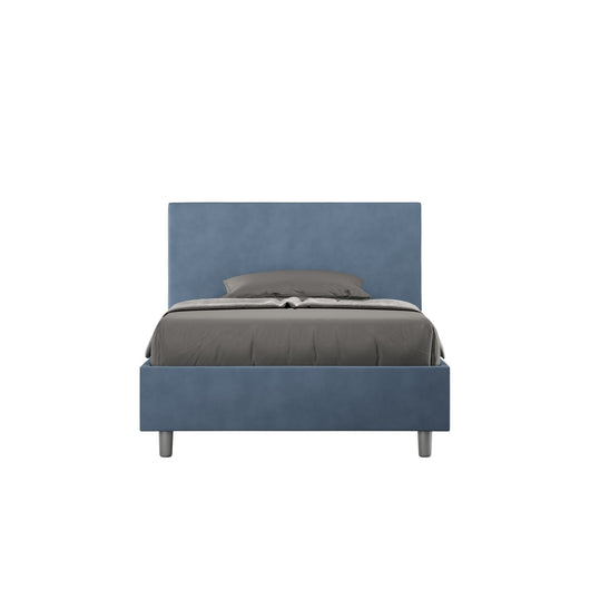 Letto Singolo rivestito in Microfibra - ADELE Tipologia Letto: Con Rete e Contenitore, Dimensione Rete: 100x190, Colore: Blu