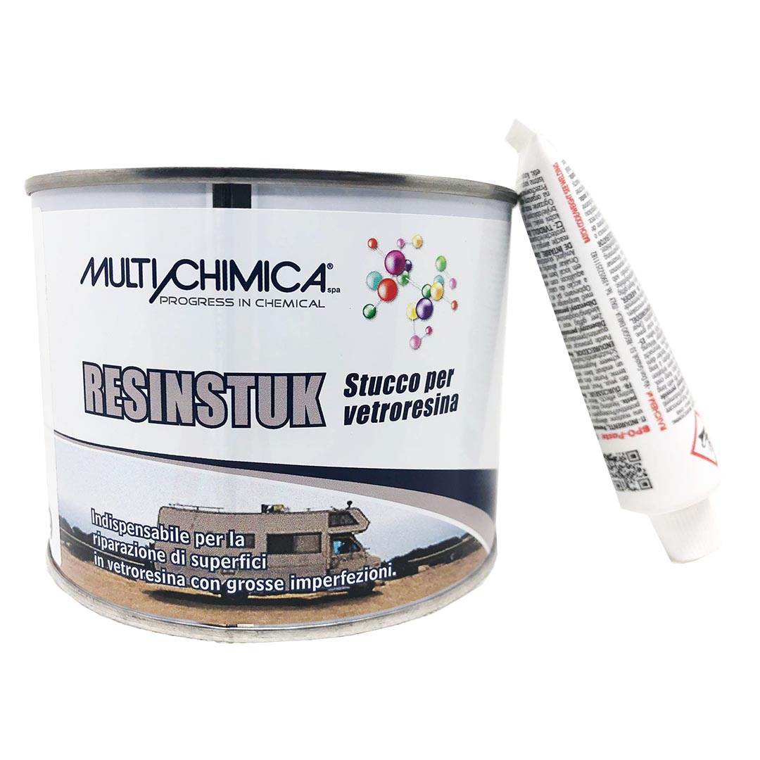 Stucco per vetroresina bicomponente 500 ml camper tetti barche - Multichimica Resinstuk