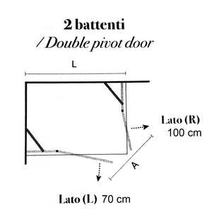 Box doccia apertura a battente angolare cm 70x100 modello Atlas in cristallo temperato mm 8 -LATO SINISTRO