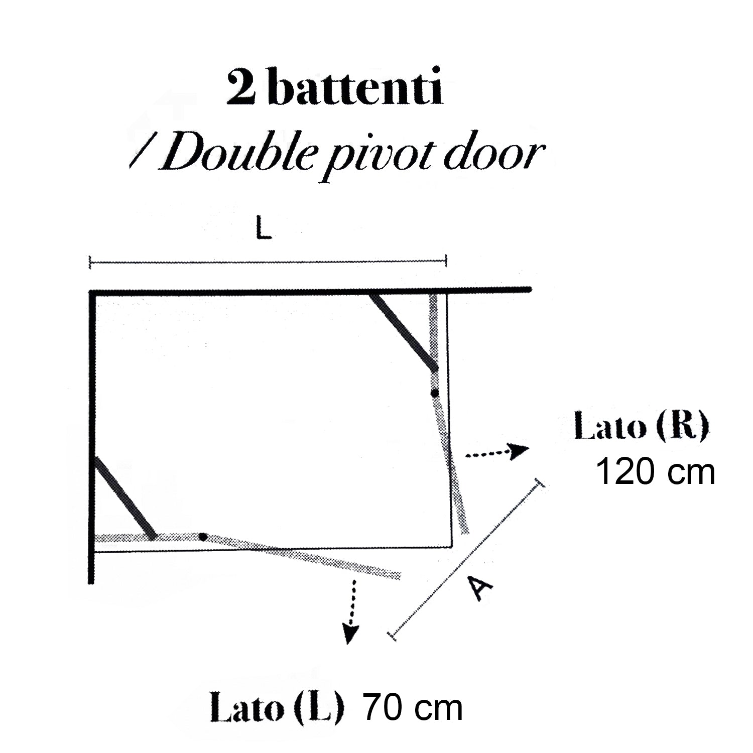 Box doccia apertura a battente angolare cm 70x120 modello Atlas in cristallo temperato mm 8 -LATO SINISTRO