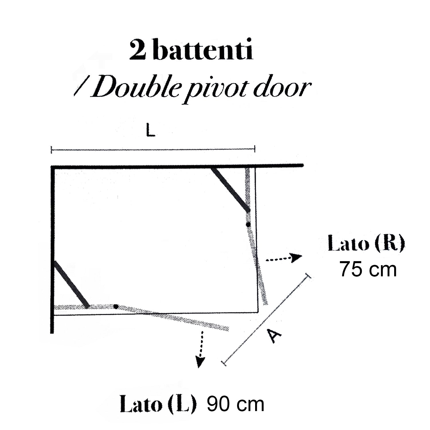 Box doccia apertura a battente angolare cm 90x75 modello Atlas in cristallo temperato mm 8 -LATO SINISTRO