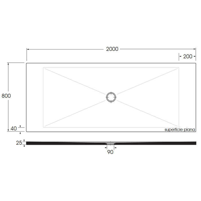 Piatto doccia rettangolare in ceramica SoloDue cm 200x80 Bianco cotone