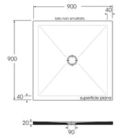 Piatto doccia quadrato in ceramica SoloDue cm 90x90 nero lucido